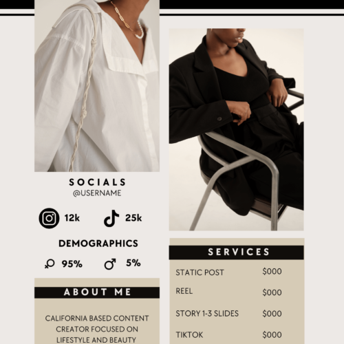 Influencer Rate Card Template