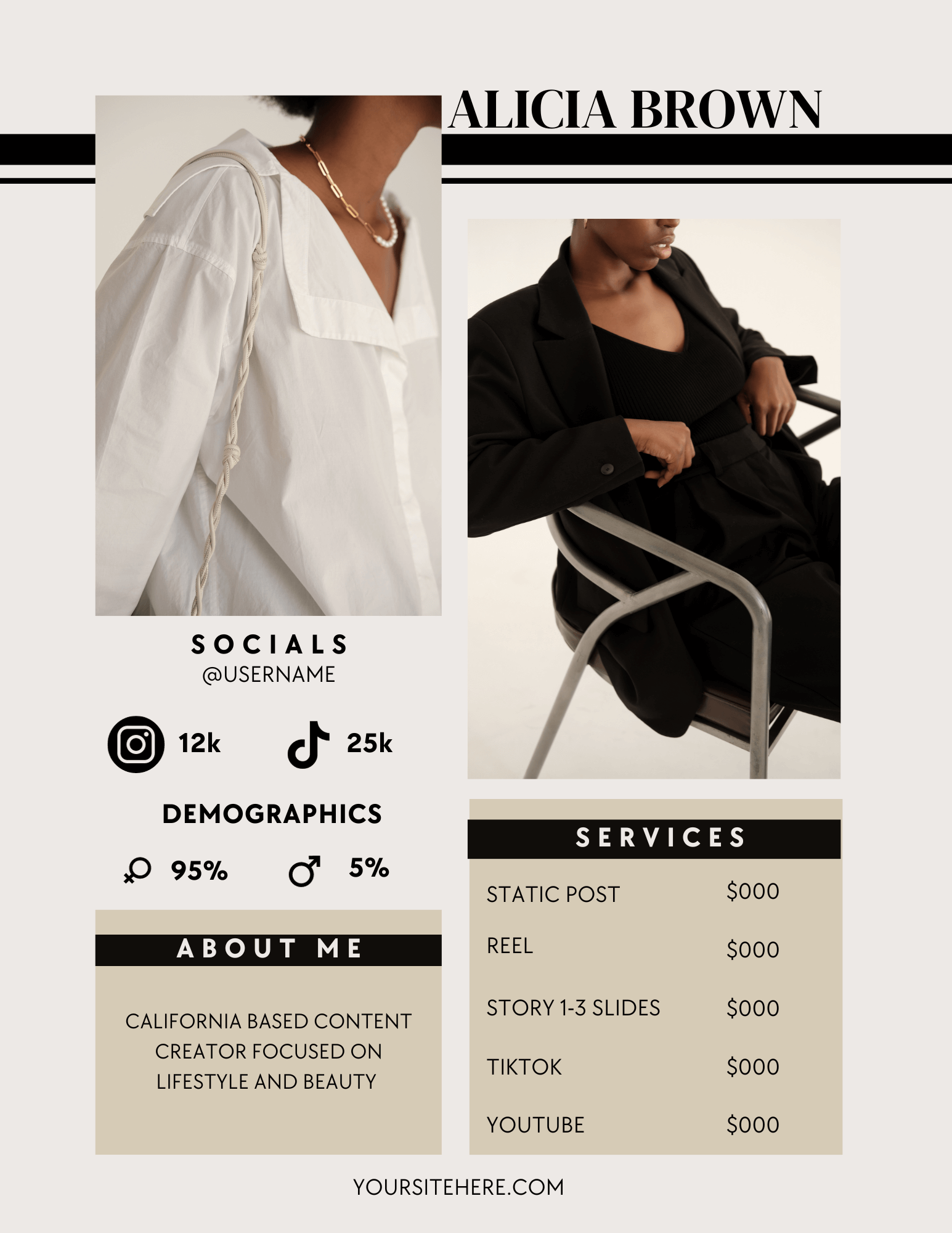 Influencer Rate Card Template